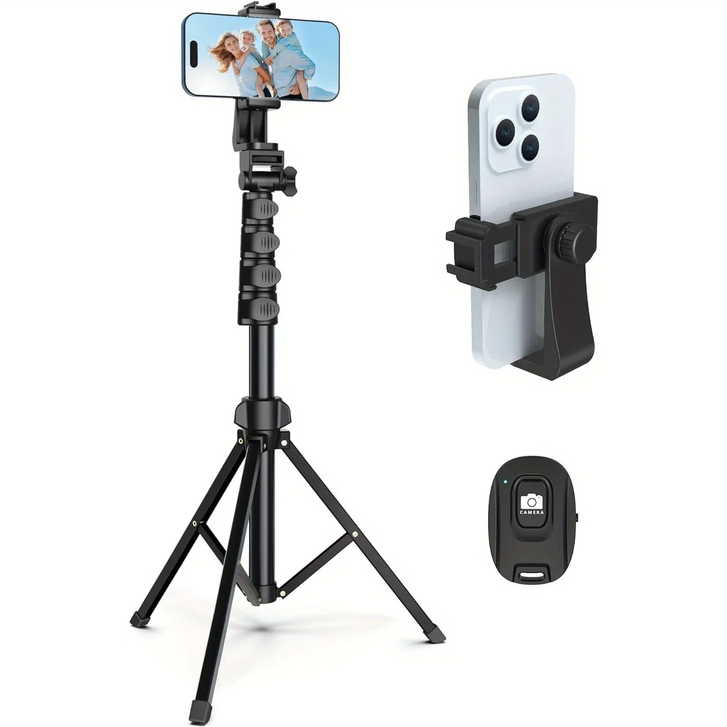 160cm Tripod for Cell Phone Camera Phone Stand Tripod with Remote and Phone Holder Portable Tripod Video Recording For iPhone