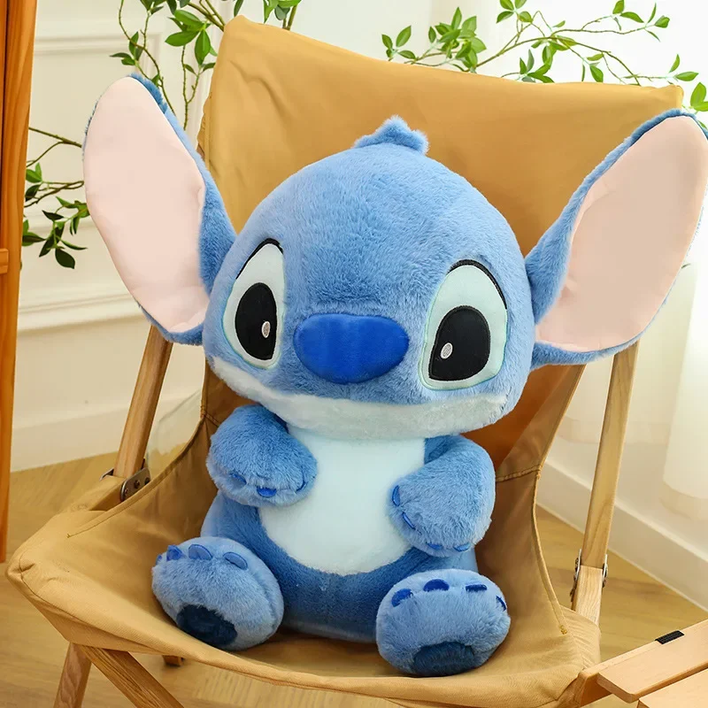 Kawaii Disney Blue Stitch Plüschtier, großes gefülltes Spielzeug, weiches Kissen für Kinder, Geburtstagsgeschenk, Stofftier, niedliches blaues sitzendes Tier