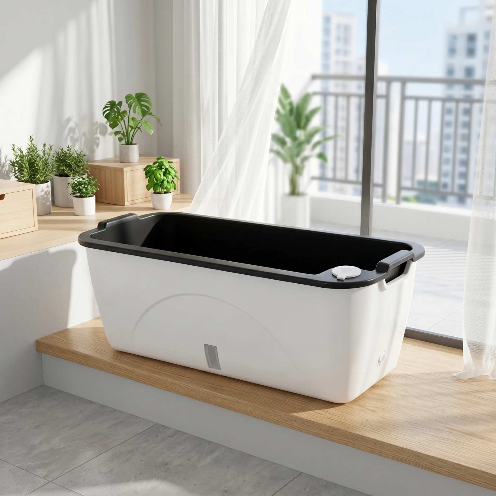 Self-Watering Planter Compact Self Watering Planter Flower Box Long-Lasting Practical for Balcony, Windowsill view 4