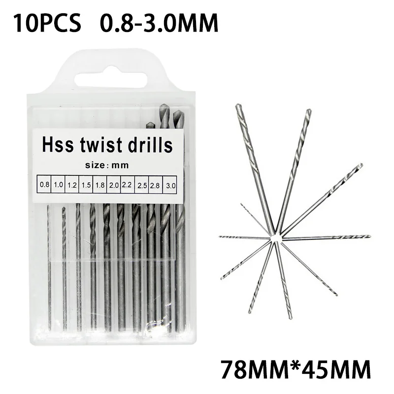 10/20pcs set 0.3mm-1.6mm Mini High Speed Steel Twist Drill Bit Set Micro HSS drill bit set with Case