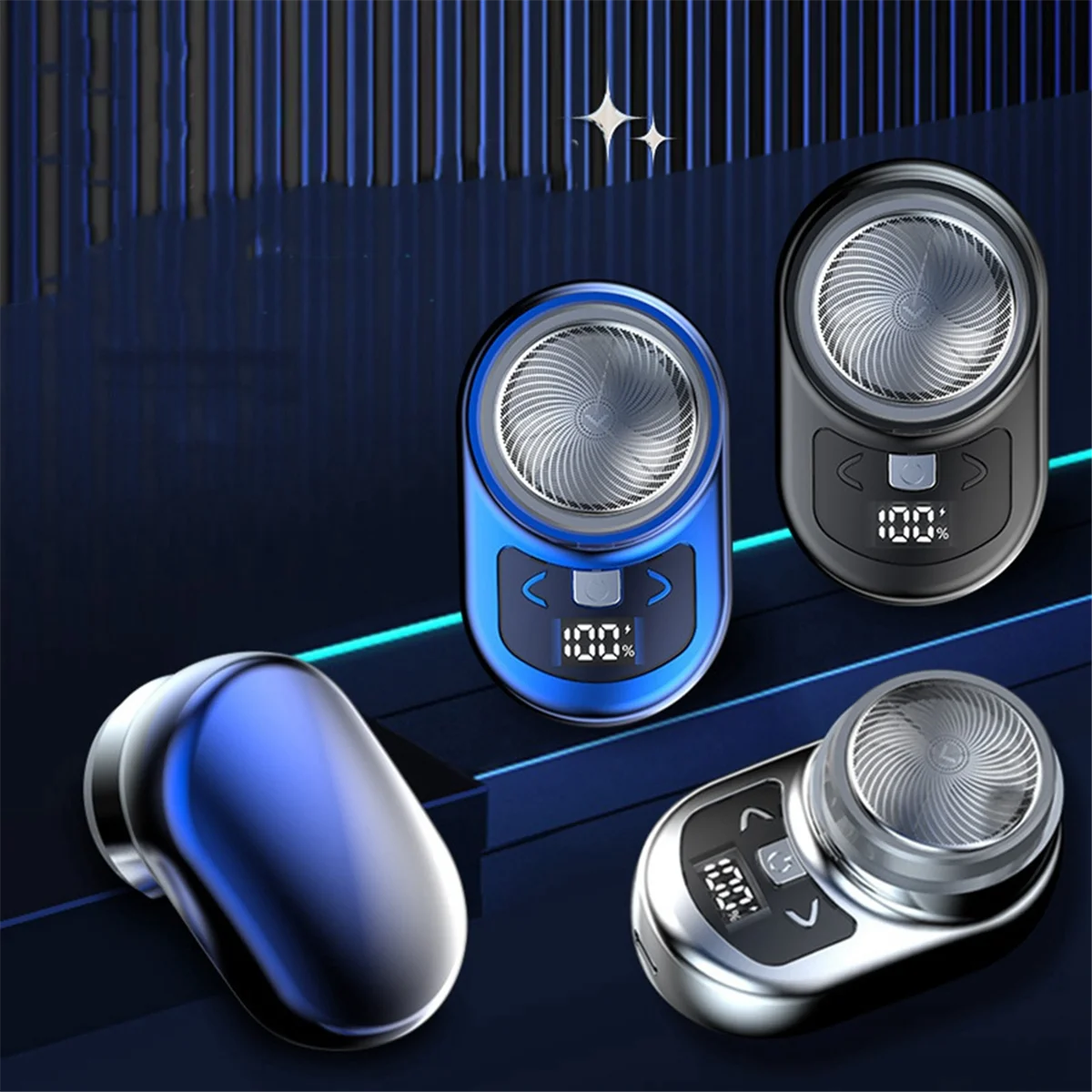 Afeitadora eléctrica portátil para hombres, Mini afeitadora de bolsillo para Barba, pantalla LCD, afeitadora recargable para viaje y hogar, C