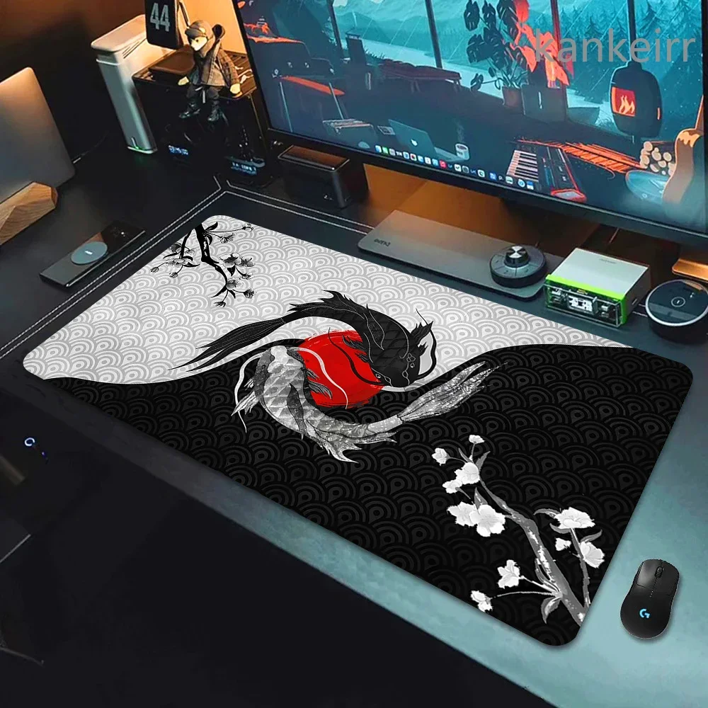 Gaming Mouse Pads Koi Taichi Neutral Table Mats Computer Mousepad Company Big Deskmat 90x40 Large Gamer Mousepads Fish Mouse Mat