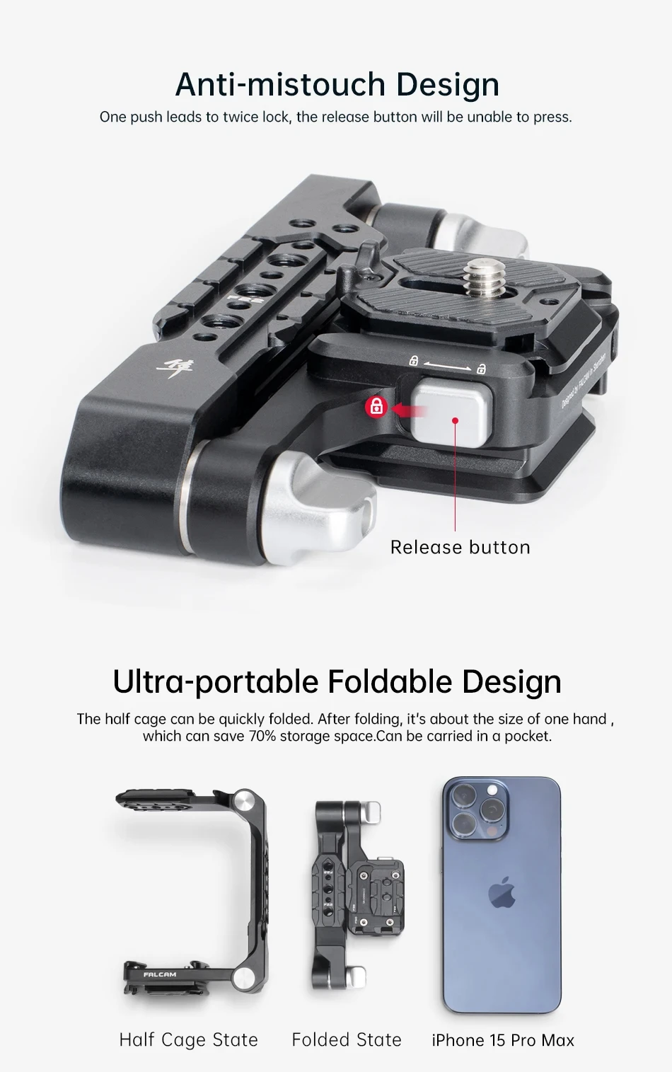 Ulanzi f22 & f38 & f50 Schnellverschluss-Halbkäfig-Kit für starke Expansion für Sony Fujifilm Lumix Canon Nikon Sigma Olympus – Detail 8