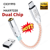 CX31993 MAX97220 Dual Chip USB Type C to 3.5mm Audio Adapter 32b/384kHz DAC HiFi Headphone Amplifier IEM AMP Audio Decoder