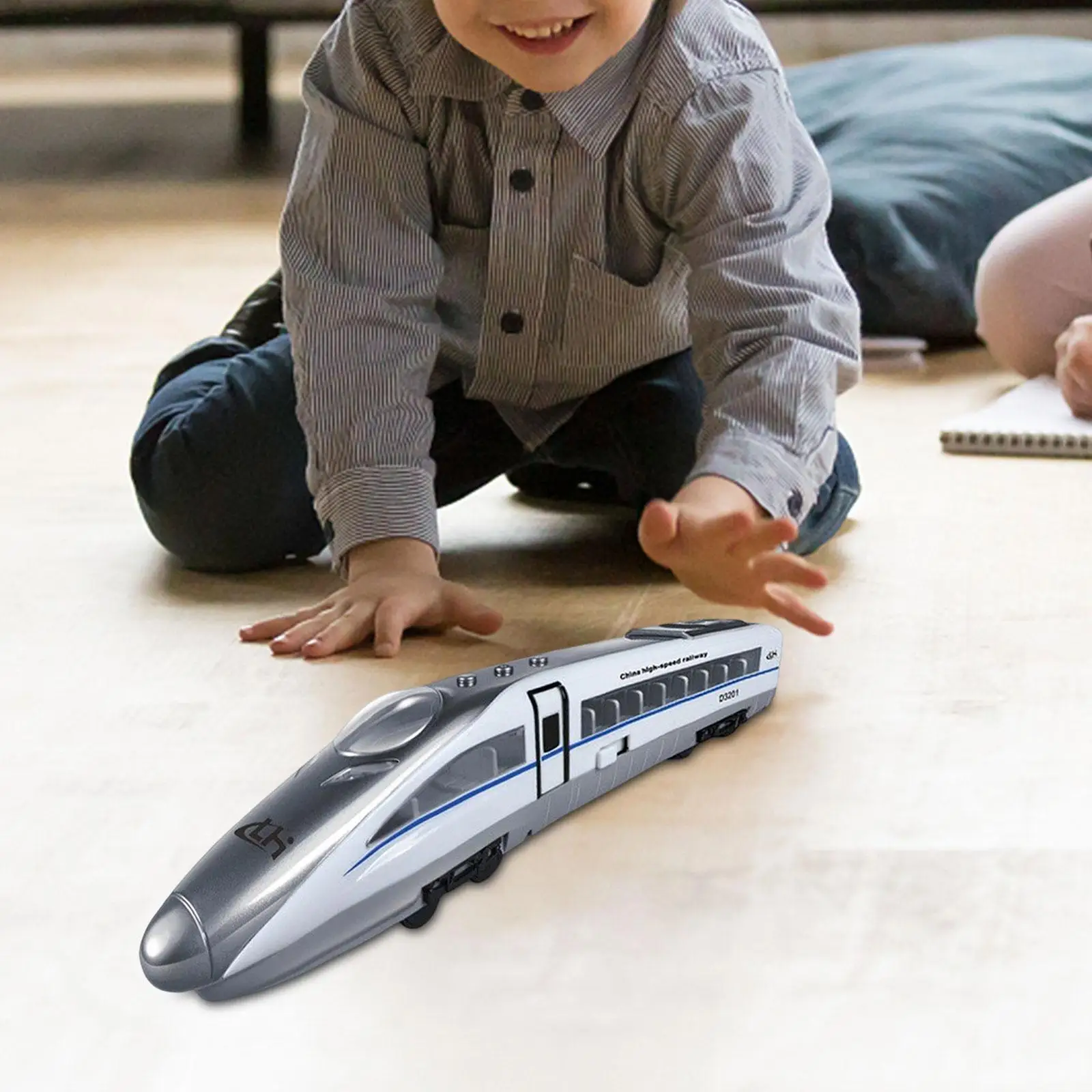 High Speed Rail Toy Train for Boys 8-11 Years Diecast Locomotive Model with Inertia Sliding Pull Back Sound Light Effects Open
