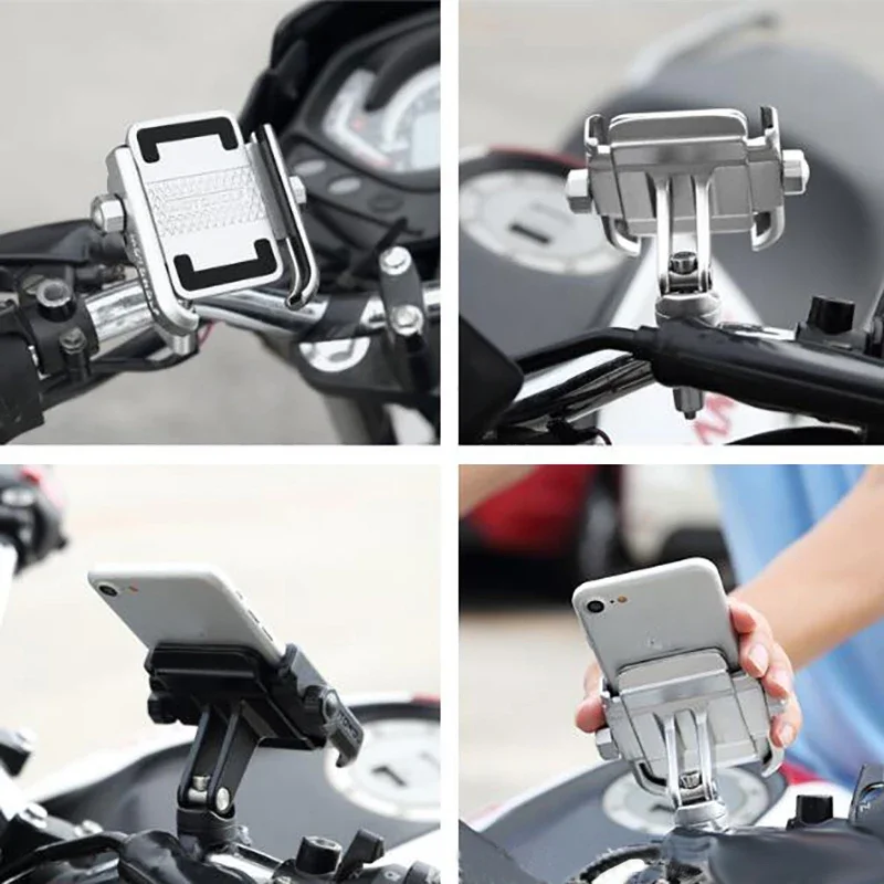 New Aluminum Alloy Motorcycle Modified Handlebar Phone Holder Universal Rearview Mirror Bike Bicycle Holder Soporte Celular Moto