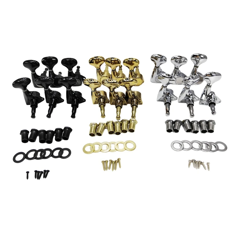 6 Pcs Small Fish-Tail Button Sealed-Gear String Tuning Pegs Tuners Machine Heads For Acoustic Electric Guitar image 5