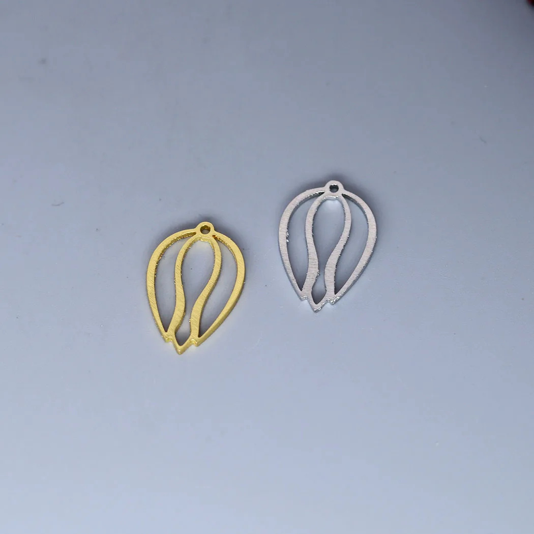 5pcs/lot Fashion Tulip Flower  Charm Pendants Making DIY Stainless Steel Handmade Finding Jewelry