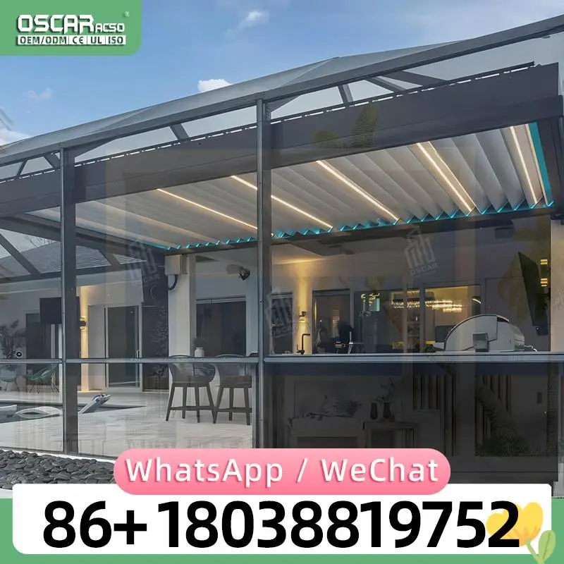 Outdoor Waterproof Motorized Aluminum Gazebo with Aluminum Roof CustomMade for Four Seasons 3x3 4x4 4x3 3x4 pergola