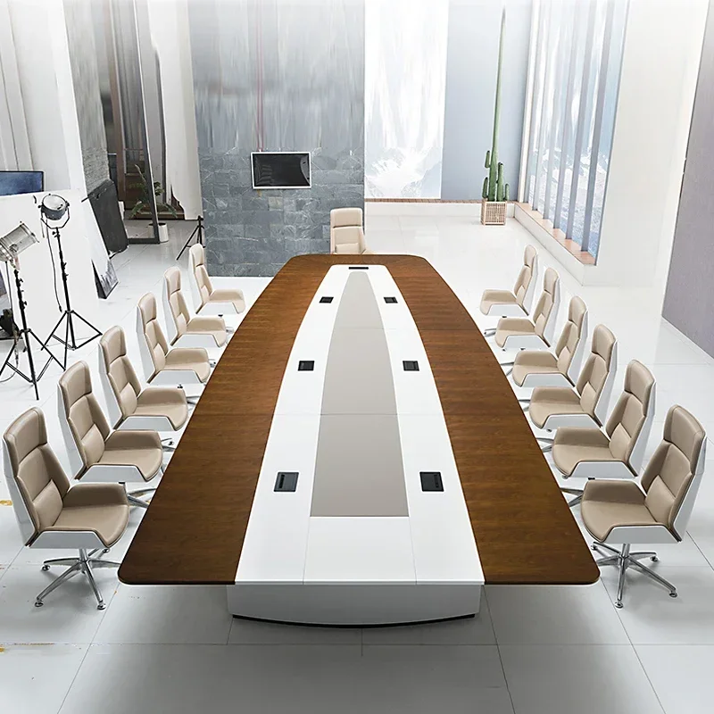 Solid wood conference table, long table, simple modern large conference table and chair combination conference room table, paint