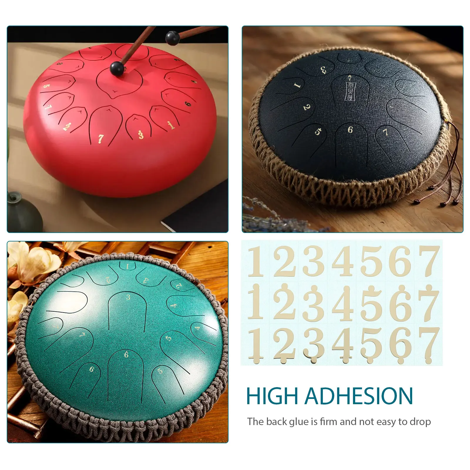 

2Pcs Large Tongue Drum Note Stickers Phonetic Labels Bronzing Process Thick Adhesive Easy Memorize Drum Scales Percussion