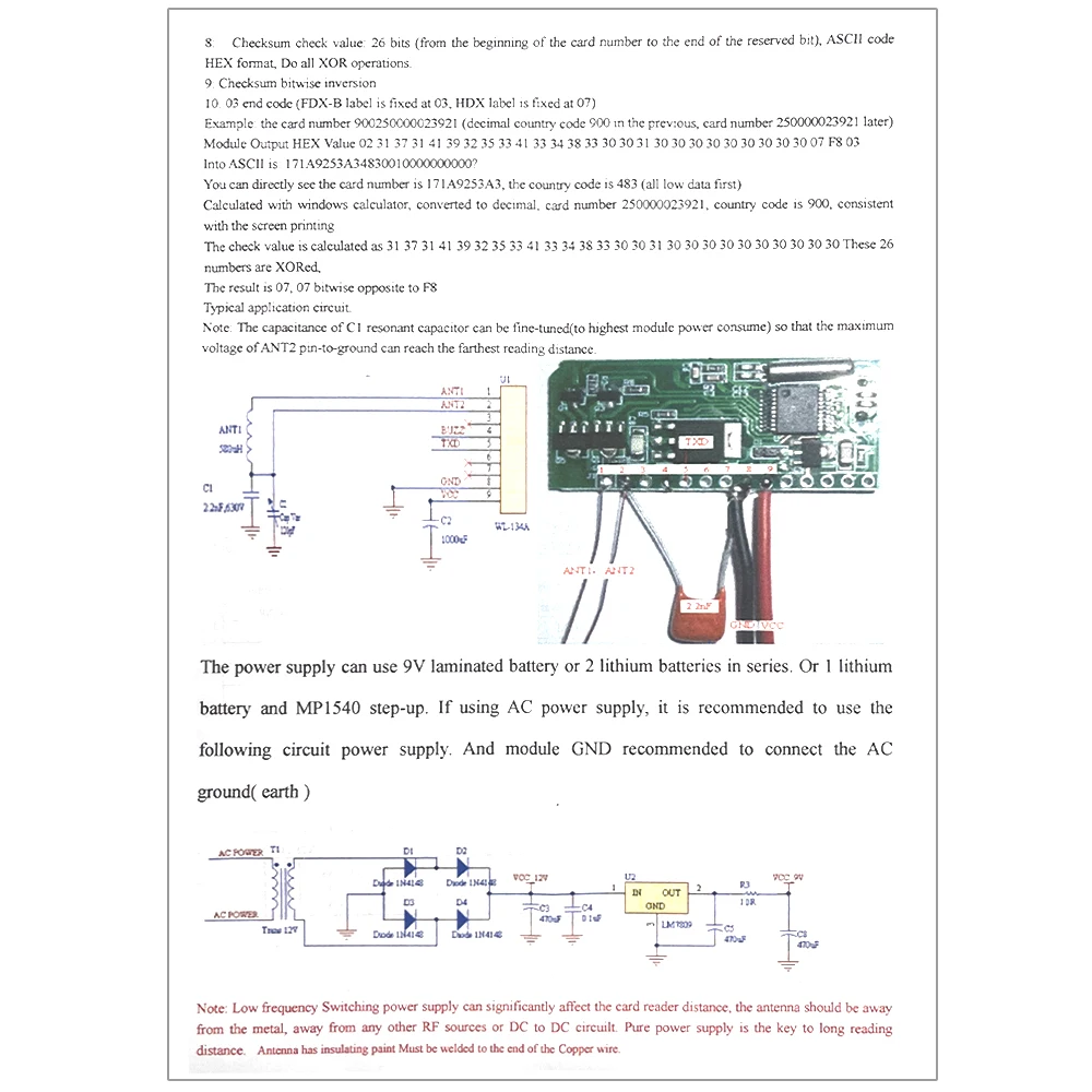 WL-134A uniwersalny moduł czytnika RFID 134.2Khz obsługuje 5V-9V FDX-B HDX ISO1784/85 Tag szklana rurka antena bezprzewodowa plansza + antena