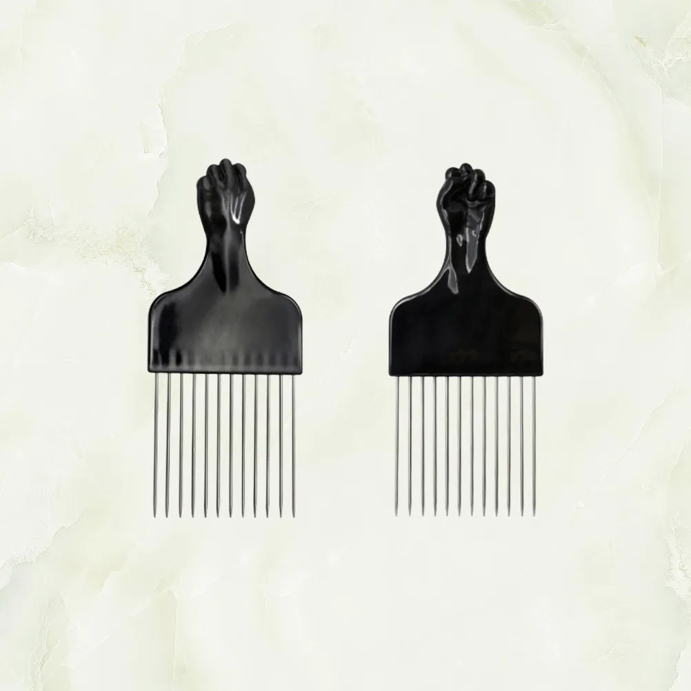 2Pcs Stainless Steel Wide Tooth Comb Smooth Rounded Teeth Prevent Scratching Great for Thick Curly Hair Salon Home Use