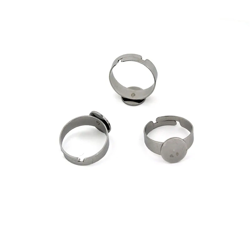 10Pcs Stainless Steel Ring Base Adjustable Blank Rings