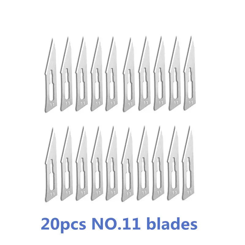 20pcs NO.10-NO.25 Scalpel Sterile Blades for Mobile Phone PCB DIY Repair Hand Tools Animal Surgical Knife Wood Carving Pen