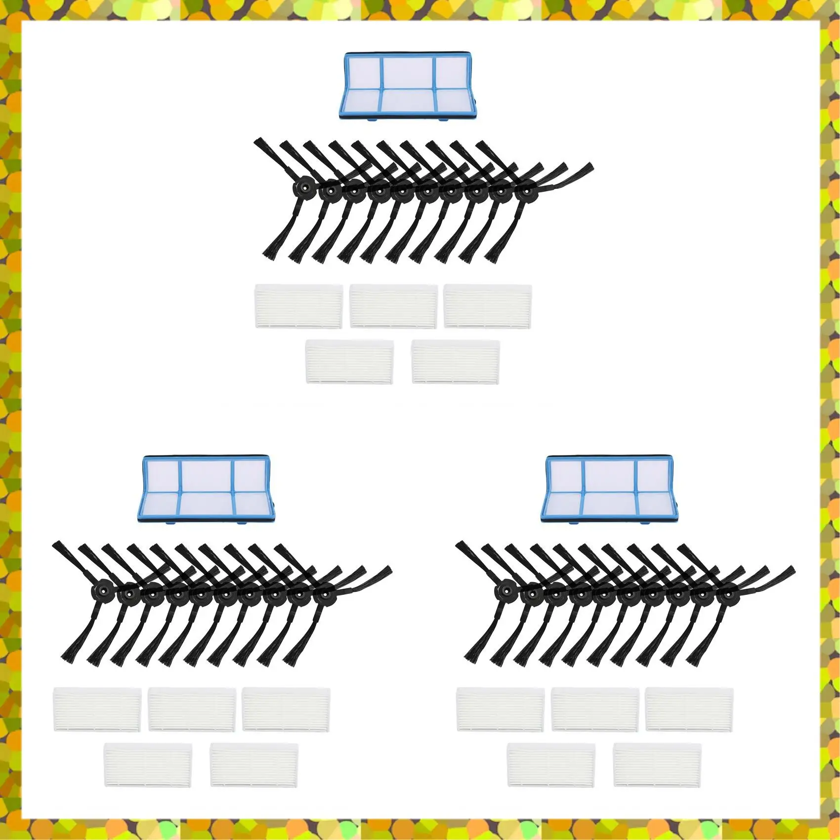 AGLH 15 фильтров + 30 боковых щеток для запасных частей Medion Md 16192 Md 18500 Md 18501 Md 18600