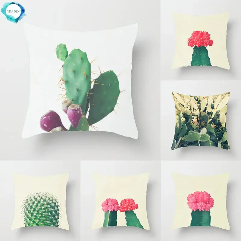 

The square cushion of the cactus pattern is used for office chairs for home decoration simple pillow case pillows decor home