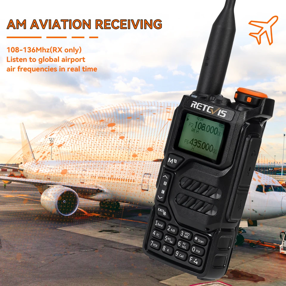 Retevis RA79 Aviation Band Walkie Talkie AM FM Airband двустороннее радио USB C Charge Ham Radio Quansheng UVK5 uvk5 Walkie-talkie