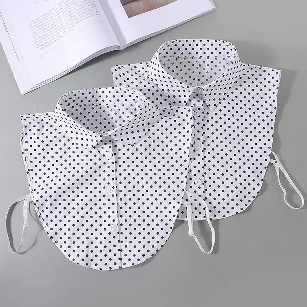 Faux col en coton à pois pour femmes, demi-chemise Simple, Style faux col, chemise polyvalente détachable, col décoratif quatre saisons