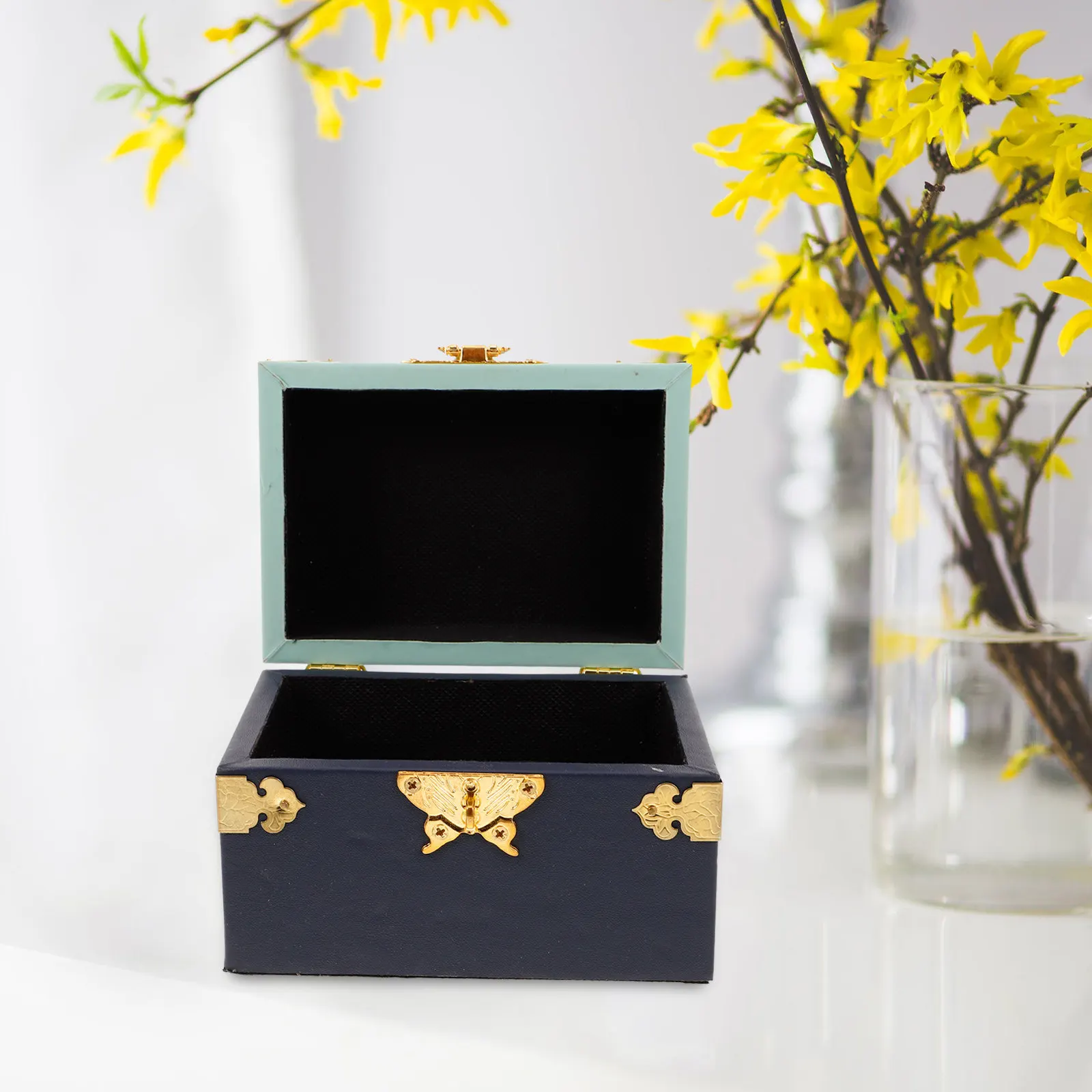 Wooden Jewelry Box Chinese Aesthetic PU Wood Storage Organizer for Jewelry Home Decor Small Items Neat Desktop Display