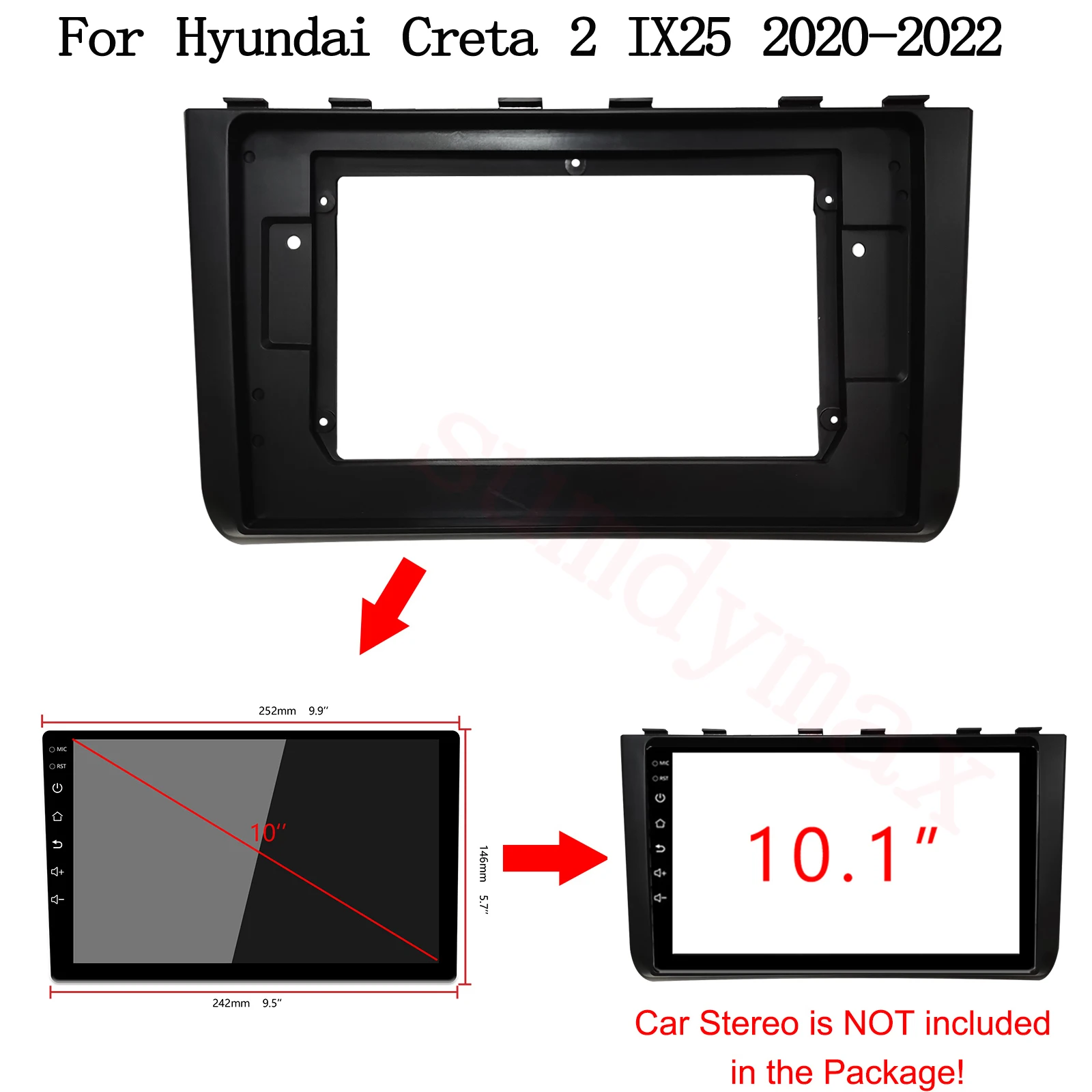 

10.1inch 2Din Car Radio Fascia For Hyundai IX25 Creta 2020 2021 2022 DVD Stereo Frame Panel Refitting Dashboard Bezel Trim Kit