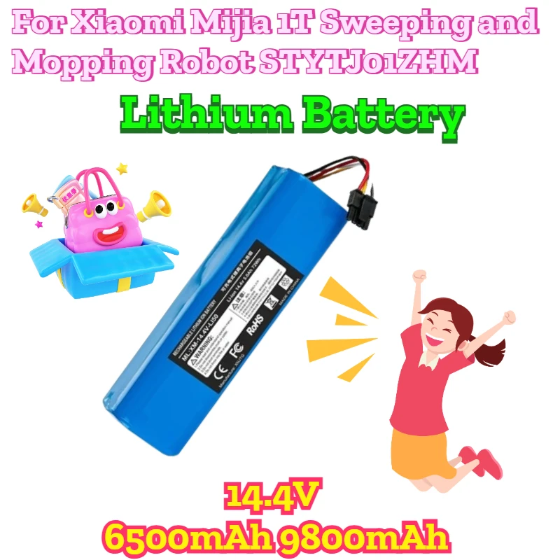 

6500mAh 9800mAh Lithium Battery for Xiaomi Mijia 1T Sweeping and Mopping Robot STYTJ01ZHM
