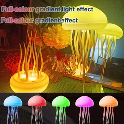 Cartoon Jellyfish Night Light Rgb Gradient Cute Jellyfish Bedside Lamp Voice Control Type-c Charging Led Night Lamp Touch Sensor