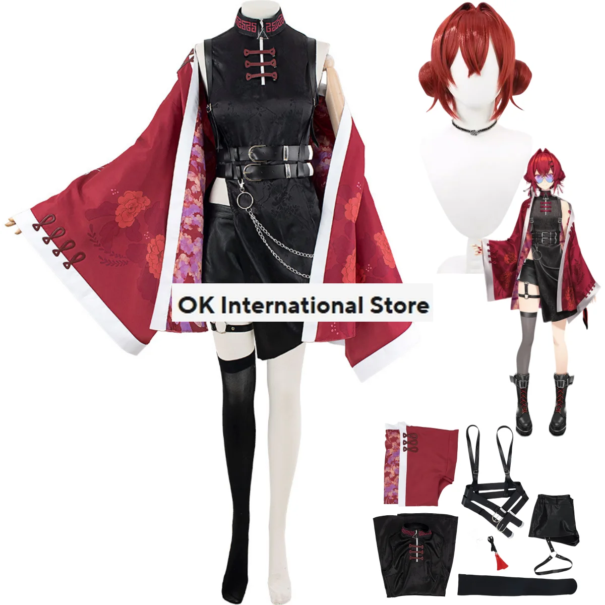 

Anime Virtual Youtuber Nijisanji Ange Katrina Cosplay Costume Wig Japanese Kimono Hip-hop Style Uniform Woman Sexy Party Suit