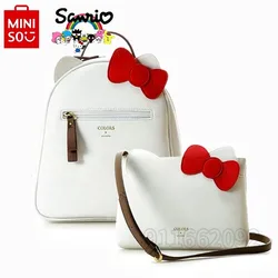 MINISO Hello Kitty nueva Mini mochila de marca de lujo Original conjunto de 2 piezas mochila de mujer lindo bolso de mujer tendencia de moda