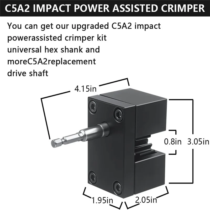 Crimper assistido por impacto ABMO C5A2, crimper turbo C5A2 compatível com sem fio (min.12 volts DC) ou com fio (máx. 7 Ampères AC)