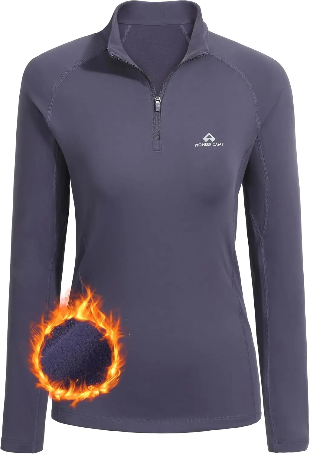 Pioneer Camp Women's Quarter Zip Pullover Long Sleeve Thermal Fleece Lining Lightweight Athletic Tops for Running Golf view 8