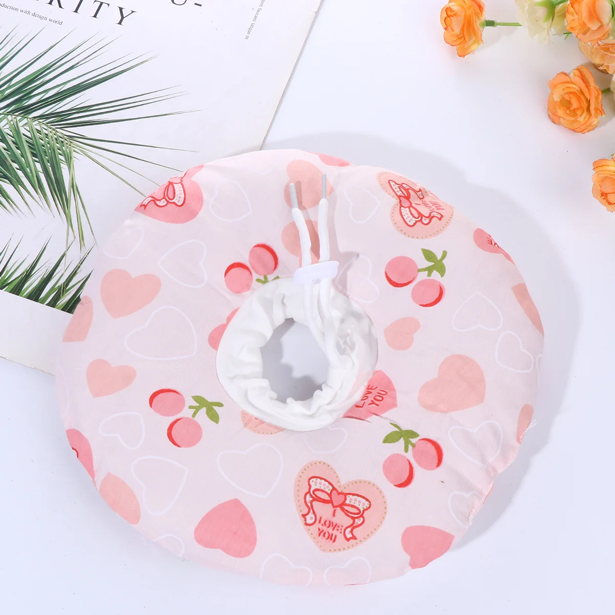 

1pc Anti Lick Elizabethan Collar Pink Heart Shape Printed Cat Recovery Collar Adjustable Pet Neck Cone For Cats Dogs Small