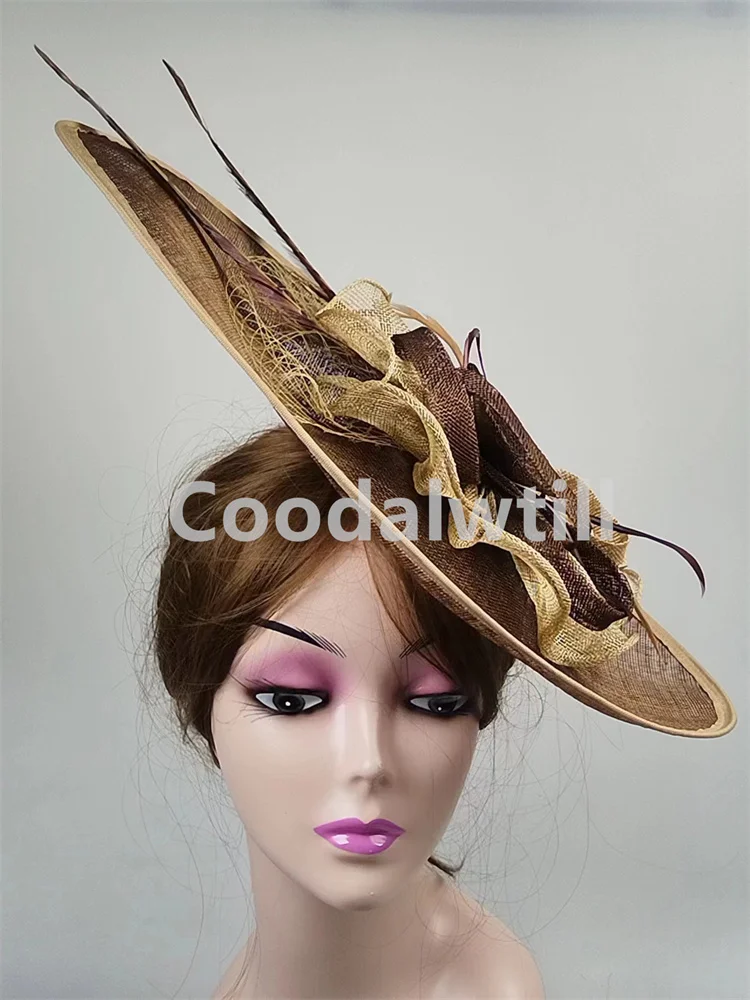 Big Derby Chic Fascinator Wedding Headpiece Large Elegant Women Church Party Millinery Cap Ladies Occasion Show Chapeau Cap