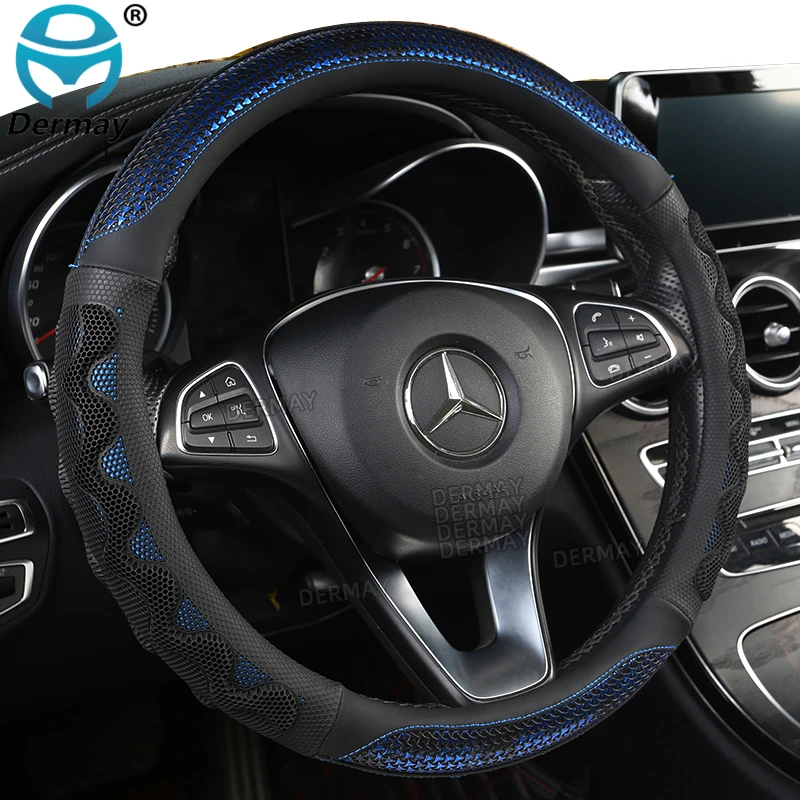 DERMAY Car Steering Wheel Cover Fashion New Cool Style 38cm 4 Colors Durable Braid On Steering Wheel Non-slip Auto Car Protector