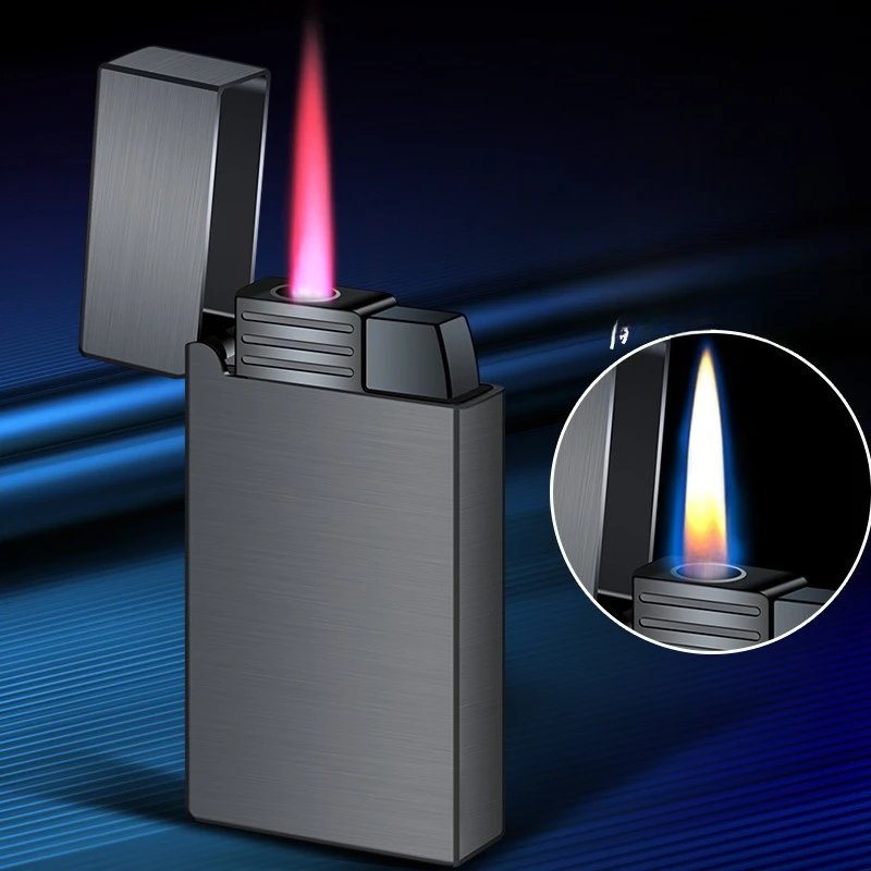 

NEW Windproof Dual-fire Gas Lighter, Crisp and Pleasant Steel Sound Red Flame Open Flame Inflatable Lighter