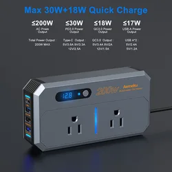 110v inversor de carro dc 12v para ac 220v 110v 200w conversor adaptador de alimentação automática typec usb estação de carregamento rápido transformador acessório