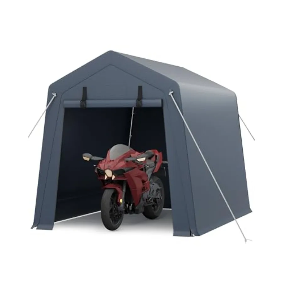 Portable Outdoor Storage Shed with Roll-Up Zipper Door and Vent, 240G Heavy-Duty Shelter Waterproof PE Tarp, UV-Resistant Carpo