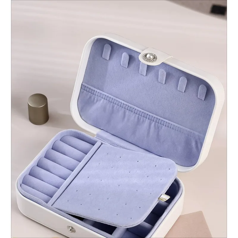 Jewelry Box Storage Box Earrings Stud Earrings Hand Jewelry Ring Necklace Portable Double Layer Exquisite