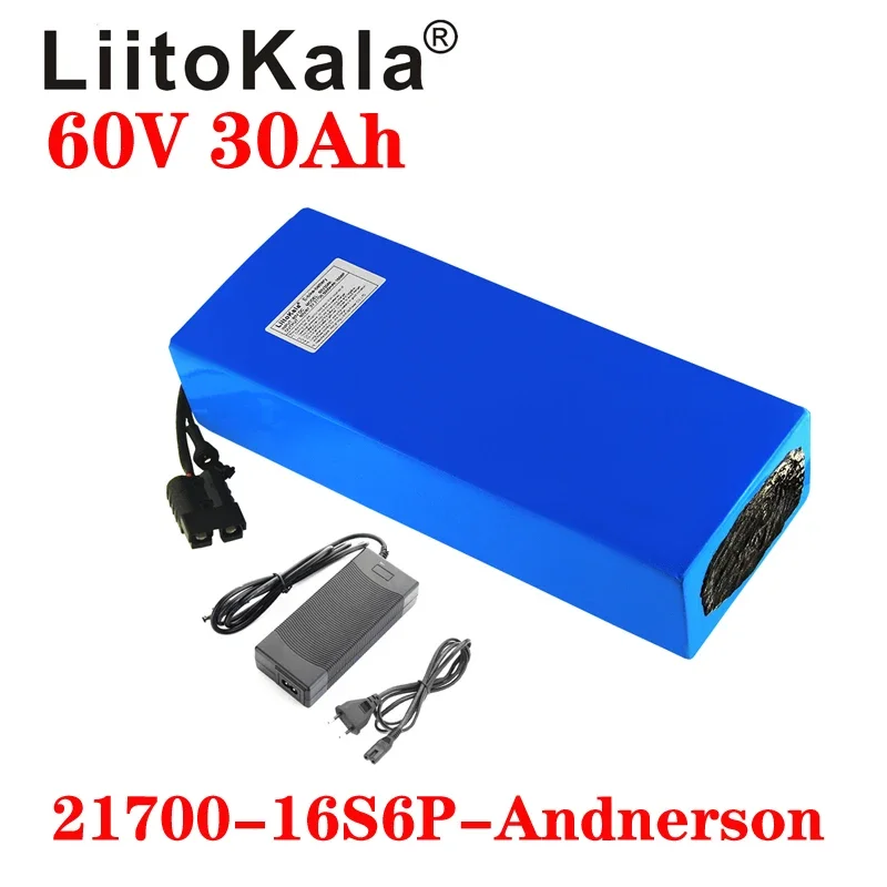 LiitoKala 60V 30ah 16S6P Electric Scooter Bateria 60V 30AH Electric Bicycle Lithium Battery Scooter 60V 3000W Ebike Battery