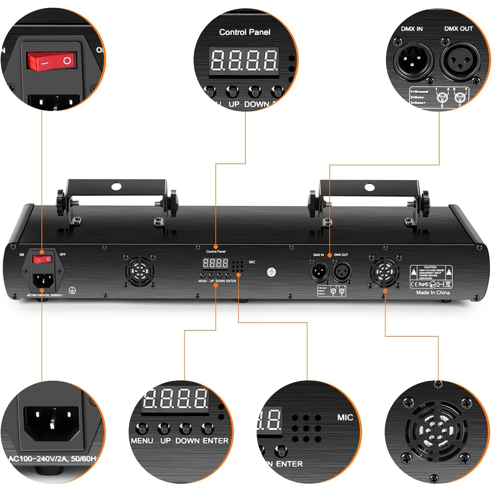 Datewink Five-hole Stage Lights RGBYC Stage Lighting Patterns Effect Projector DMX Control For DJ Disco Club Party Show Wedding