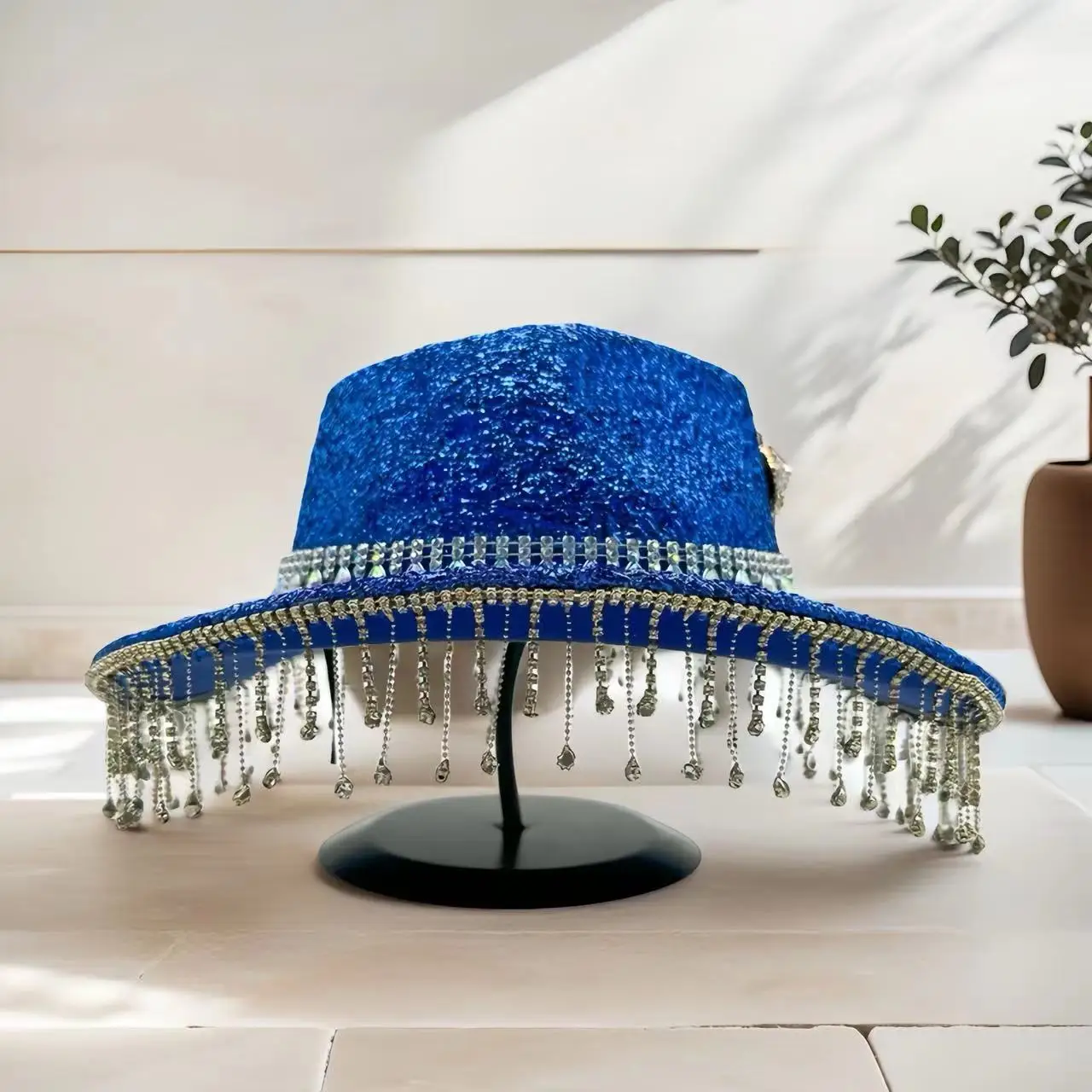 HongLuan Glitzer-Kostüm, Hut für Erwachsene und Cowboy-Hüte, Strass für Damen, Cowboy-Cosplay, Damen-Accessoires und Cowgirl-Kappe