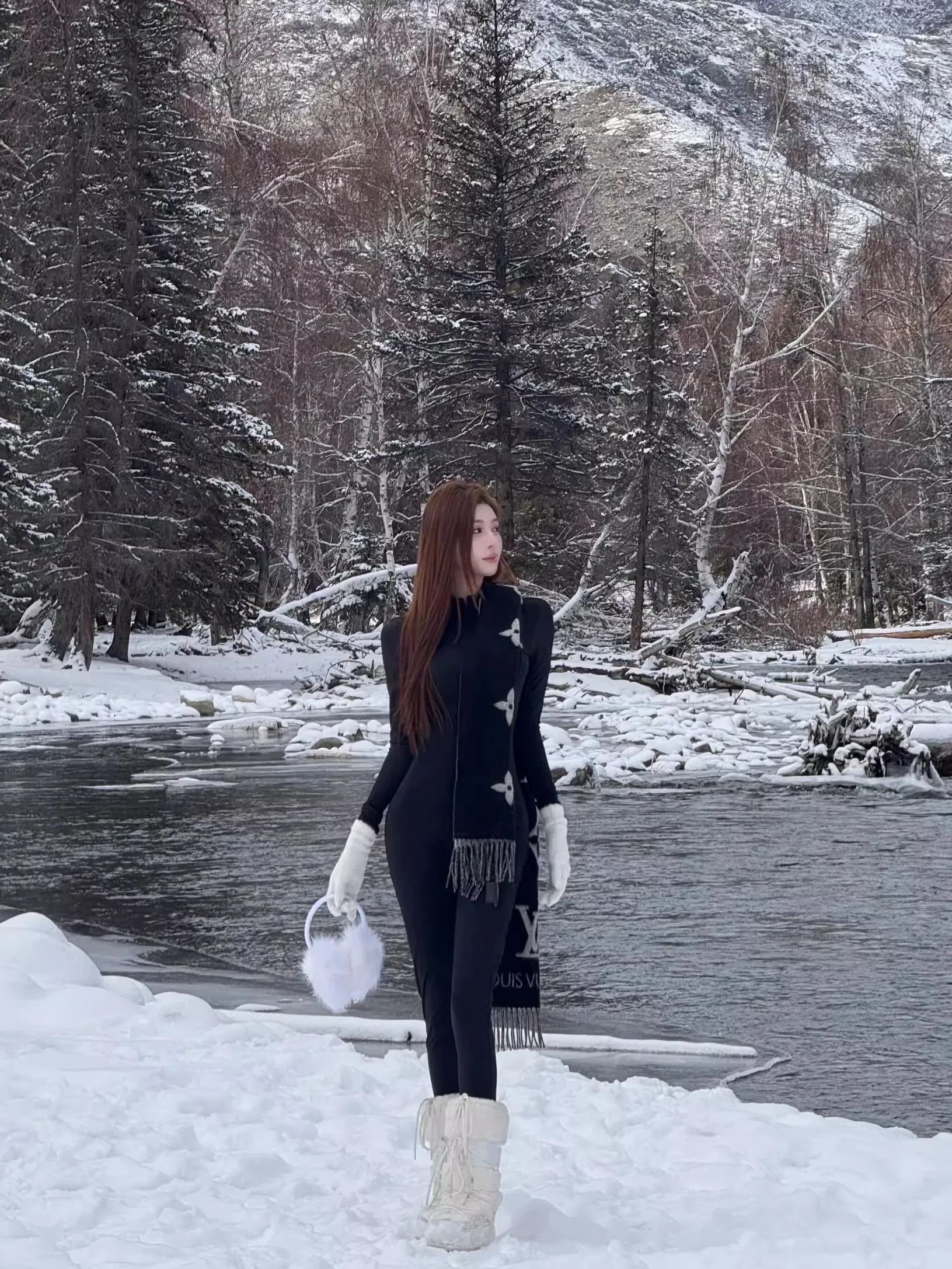 

7iAe Spicy Girl Long Sve Onesie Teddy Bear Particle Eco-Friendly Fur Medium-Length Coat Warmth Outdoor Youth Fem Faion