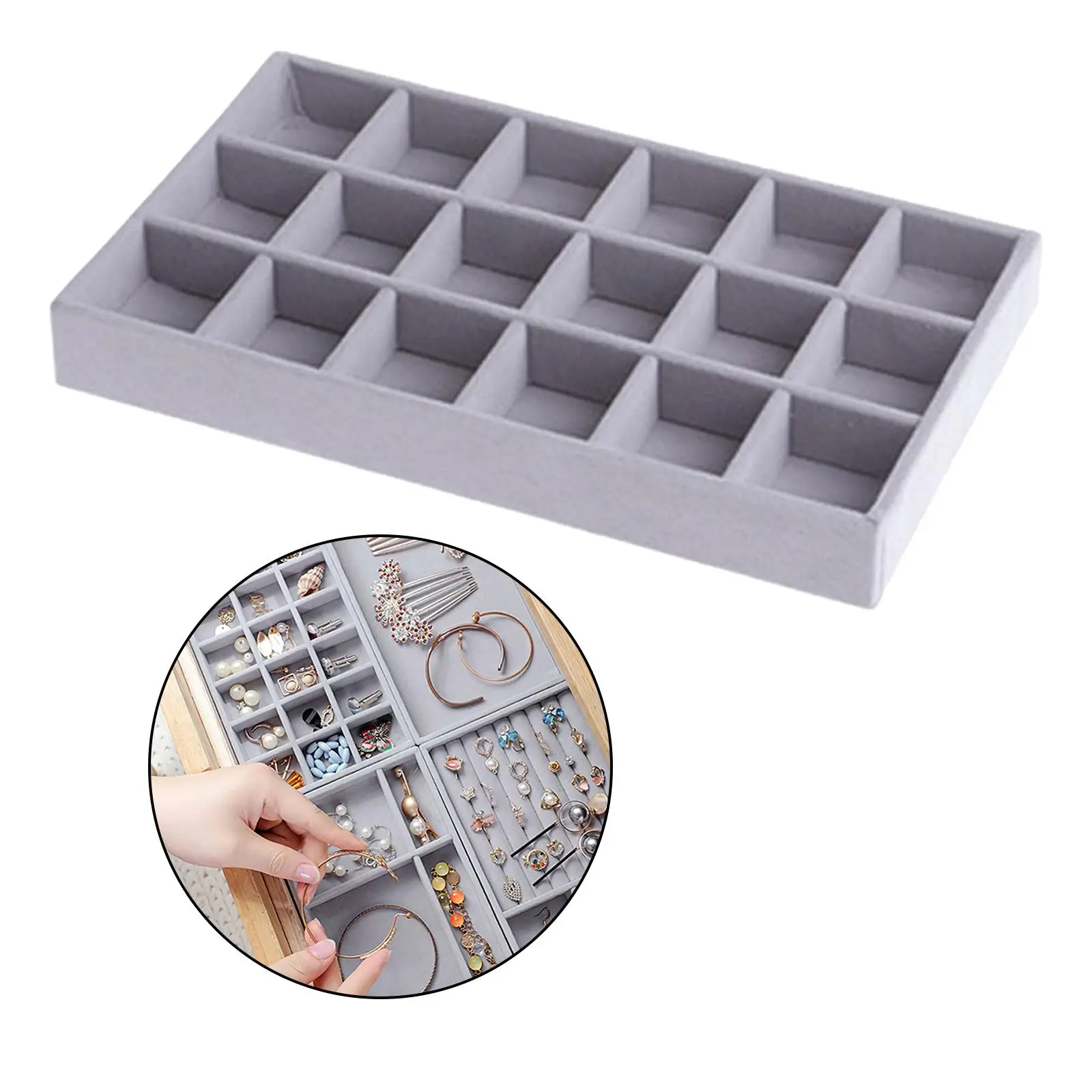 صندوق تخزين عرض المجوهرات، حامل منظم، هدية مخملية #3