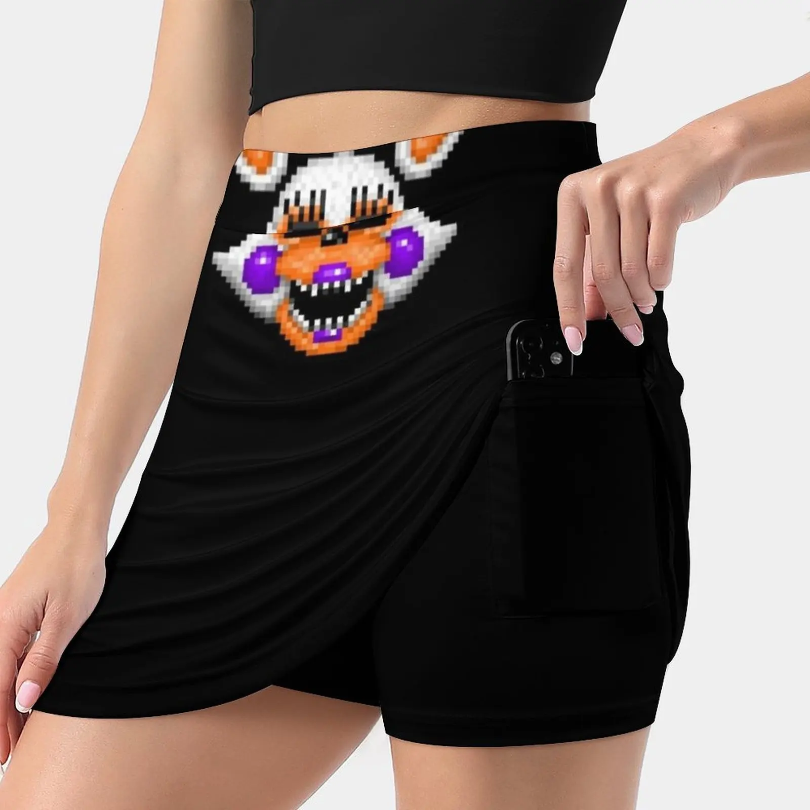 Lolbit-Fnaf World-Pixel Art Women's skirt Y2K Summer Clothes 2022 Kpop Style Trouser Skirt With Pocket Five Nights At Fnaf 1 2