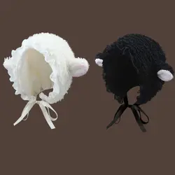 Gorros de disfraz esponjosos, regalo de Navidad, cálido, suave, encantador, sombrero de cubo para Cosplay de cordero, cálido para exteriores, invierno