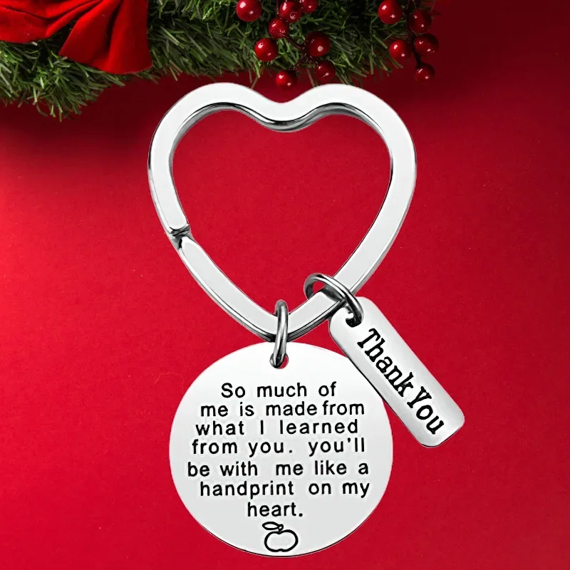 Hot Thank You Teacher Keychain Pendant  Teacher Gift Key Chain Keyring So Much of Me Is Made of What I Learned From You