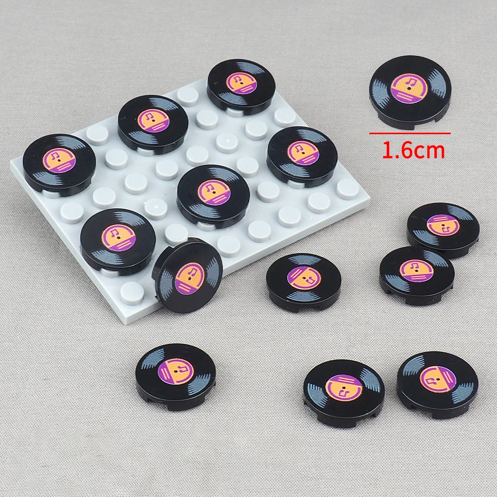 MOC 10PCS Printed 14769pb 2X2 Vinyl Record With Musical Notes Pattern Building Block Kit 14769 Particle Idea Toy Children Gifts