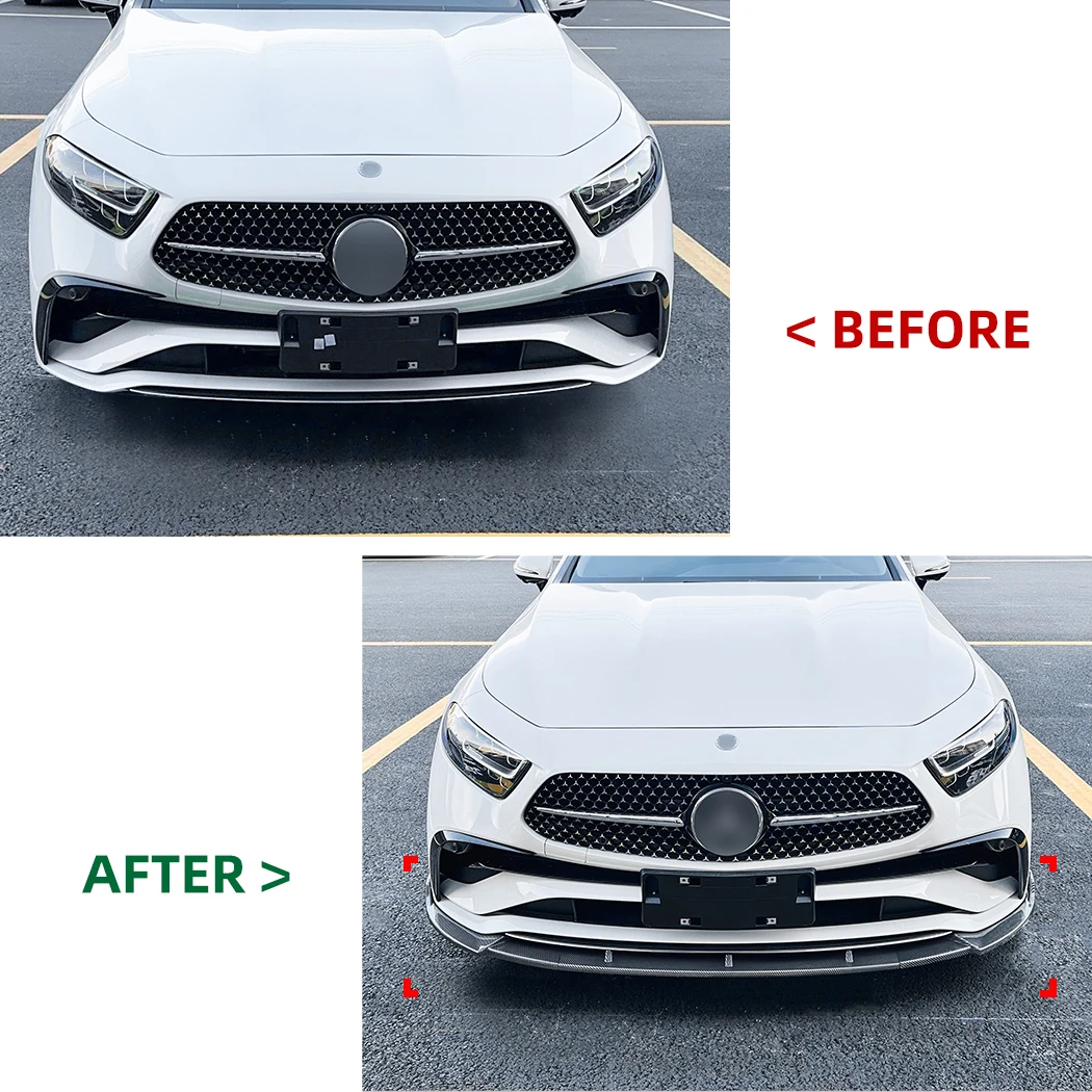 3PCS Front Bumper Lip Diffuser BodyKits Spoiler Splitter Tuning For Mercedes Benz CLS Class C257 2022+ Facelift ABS Accessories