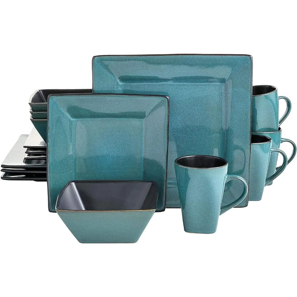

Коллекция столовой посуды Gibson Elite Kiesling из 16 предметов бирюзового цвета