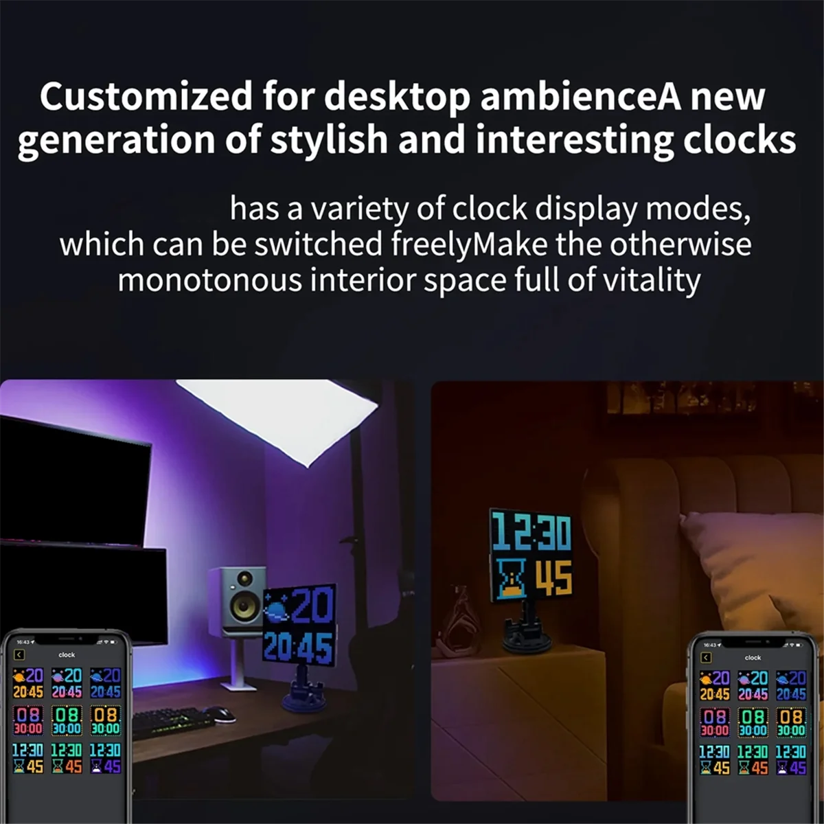 

M86K DIY RGB Smart LED Pixel Panel Lamp 32x 32 USB Graffiti Bluetooth App Control for Home Room Decor Text Screen Car Display